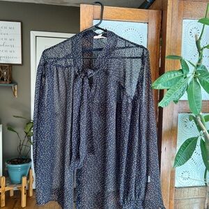 Gilli Black Blouse with Orange Floral Pattern